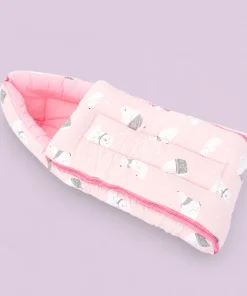 Muslin Cotton Kangaroo Wrapper - (65x43cm) - Pink with White Bear - KW1