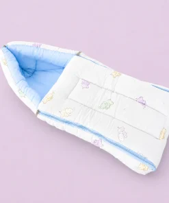 Muslin Cotton Kangaroo Wrapper - (65x43cm) - Blue with Elephant - KW1