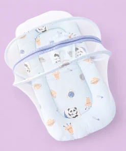 Foldable Muslin Bedding Set(82×45cm) - Blue with Panda and Space - BS1 - Image 2