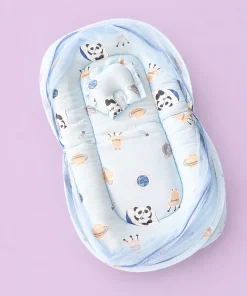 Foldable Muslin Bedding Set(82×45cm) - Blue with Panda and Space - BS1