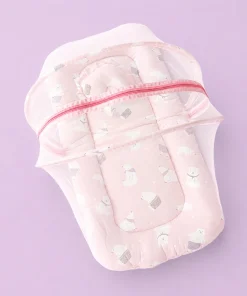 Alternative view of Foldable Muslin Bedding Set(82×45cm) - Pink with White Bear - BS1