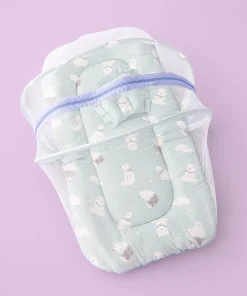Alternative view of Foldable Muslin Bedding Set(82×45cm) - Blue with White Bear - BS1
