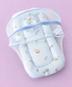 Alternative view of Foldable Muslin Bedding Set(82×45cm) - Blue with Vehicle and Fruits - BS1