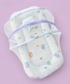Alternative view of Foldable Muslin Bedding Set(82×45cm) - Blue with Baby Dino - BS1