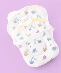 Alternative view of Foldable Muslin Bedding Set(82×45cm) - Light Yellow with Vehicles - BS1