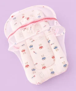 Alternative view of Foldable Muslin Bedding Set(82×45cm) - Pink with My Friend Teddy - BS1