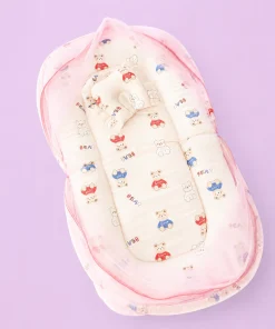 Foldable Muslin Bedding Set(82×45cm) - Pink with My Friend Teddy - BS1