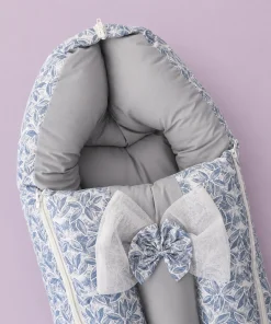 Alternative view of Premium Baby Carry Nest and Wrapper (62x30cm) - White with Blue Color Leaf - KW1