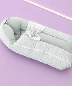 Premium Baby Carry Nest and Wrapper (62x30cm) - White Palm Leaf Pattern - KW1