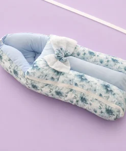Premium Baby Carry Nest and Wrapper (62x30cm) - Grayish Blue Flower - KW1
