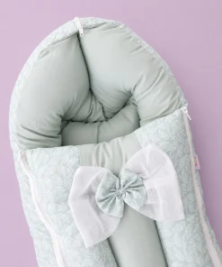 Alternative view of Premium Baby Carry Nest and Wrapper (62x30cm) - White Palm Leaf Pattern - KW1