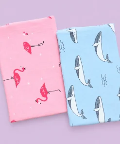 Bamboo Cotton Swaddle - Combo Pack of 2 - Whale + Flamingo - SW1