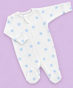 Sleeping Suit - Off White with Blue Big Star - SS1