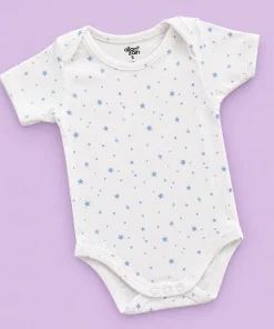 Romper/Onesie - Combo Pack of 2- Cream Floral and Blue Star - AZBS - Image 3