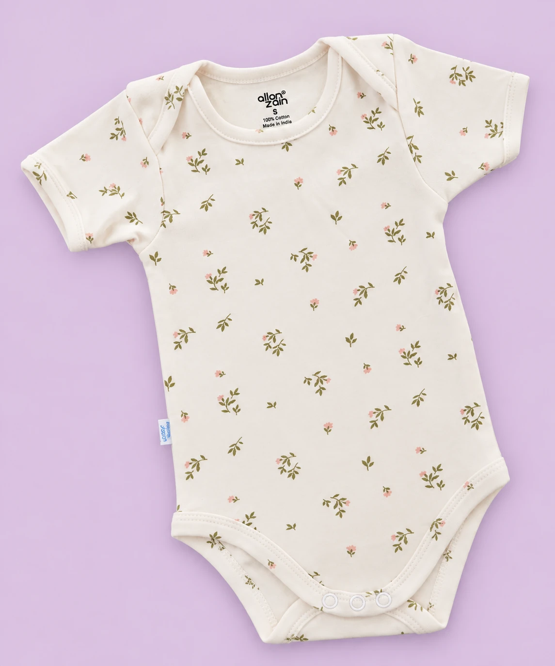Romper/Onesie - Combo Pack of 2- Cream Floral and Blue Star - AZBS - Image 2