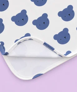 Alternative view of Knitted Cotton Small Hooded Blanket(Pack of 2) - Blue Teddy and Grey Small Dot - HBL
