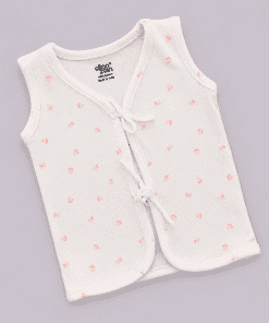 Alternative view of Front Knot Sleeveless Jhabla (Pack of 2) - Black Arrow and White with Pink Small Flower - JH1