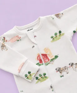 Sleeping Suit - White with House, Pig and Cow - SS1 - Image 2