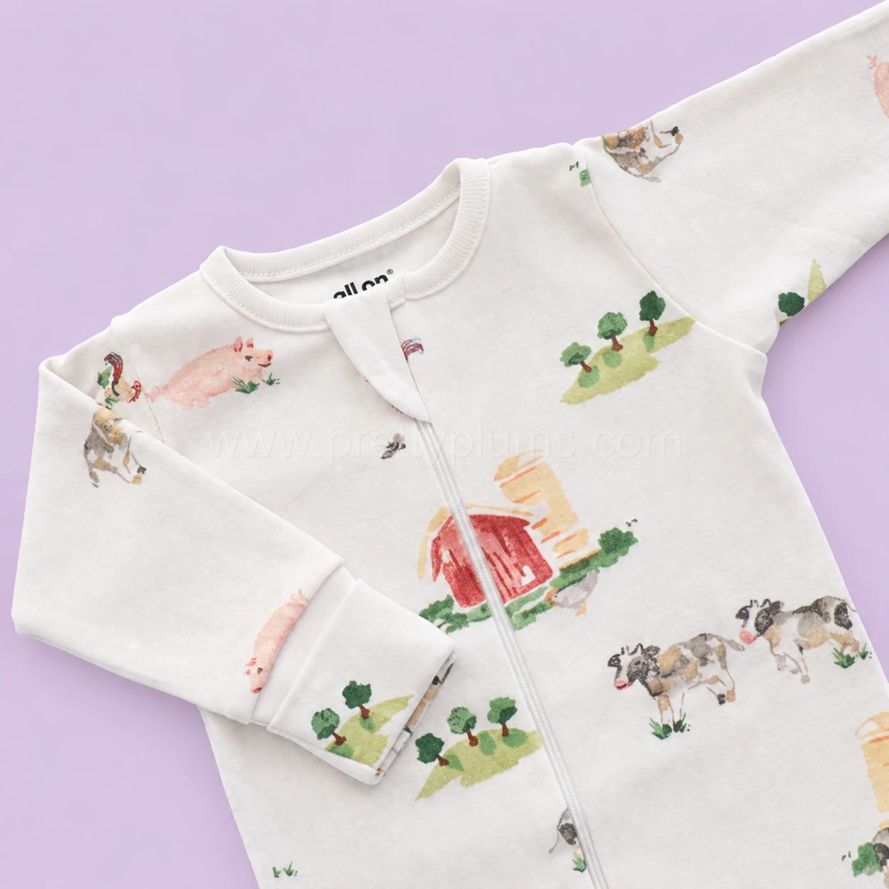 Sleeping Suit - White with House, Pig and Cow - SS1 - Image 2