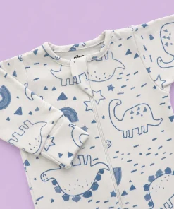 Sleeping Suit - White with Blue Line Dino - SS1 - Image 2