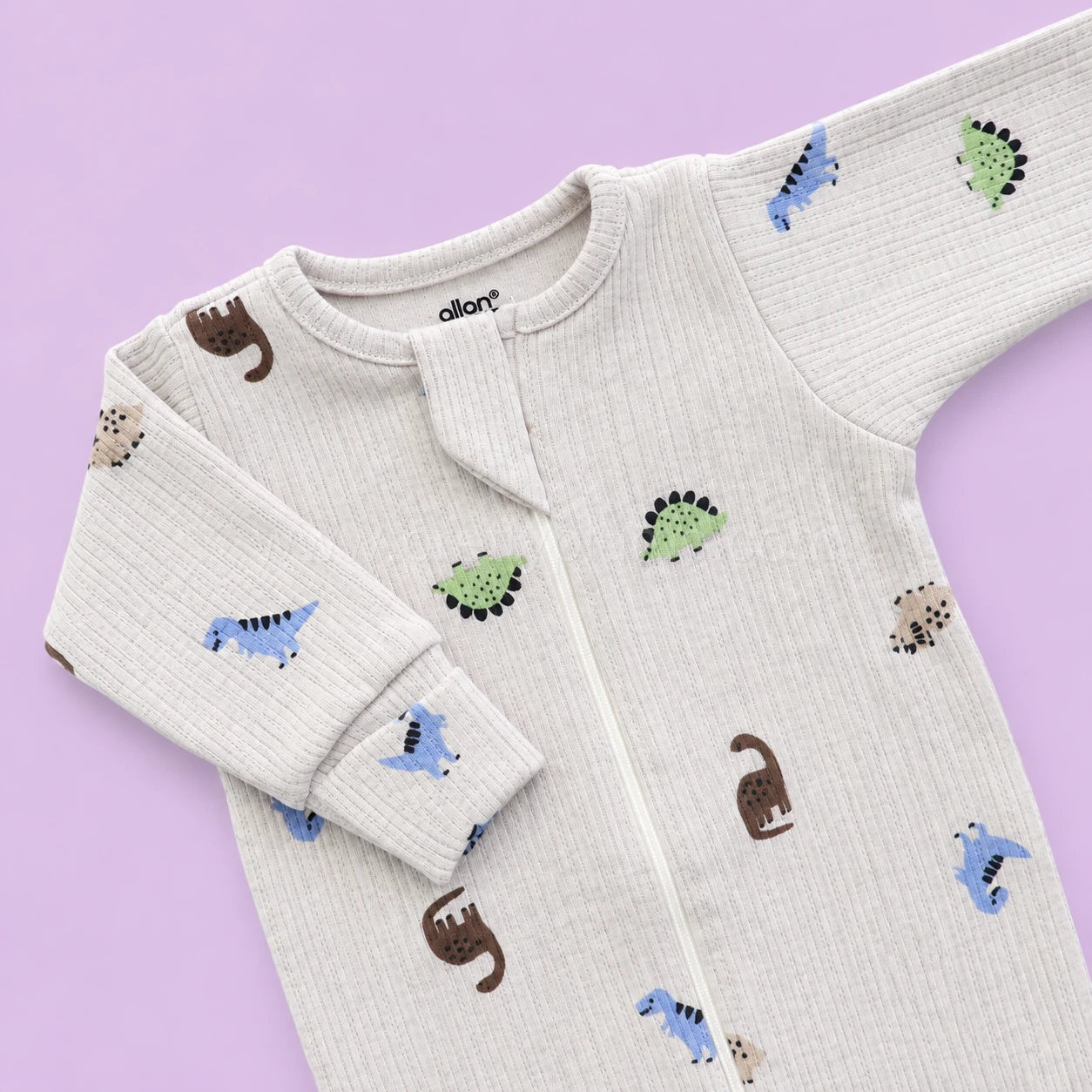 Sleeping Suit - Light Grey with Dino - SS1 - Image 2