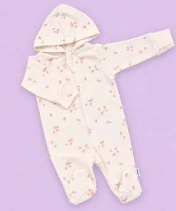 Hooded Sleeping Suit - Off White with Strawberry - SS1