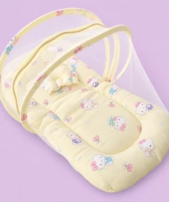 Alternative view of Foldable Muslin Bedding Set (82×45cm) - Light Yellow with Kitty - BS1