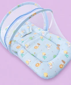 Alternative view of Foldable Muslin Bedding Set (82×45cm) - Blue with Animal and Tree - BS1