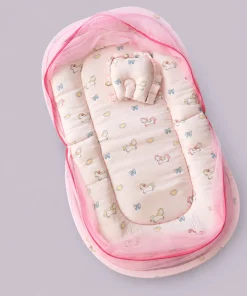 Foldable Muslin Bedding Set (82×45cm) - Pink with Small Unicorn - BS1