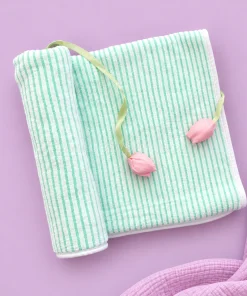 Microfiber Bath Towel - 50x100cm - Light Green Stripe - BT1