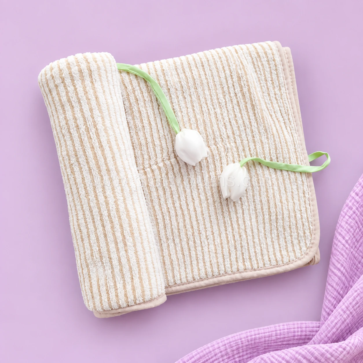 Microfiber Bath Towel - 50x100cm - Beige Stripe - BT1