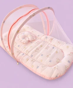 Alternative view of Foldable Muslin Bedding Set (82×45cm) - Pink with Small Unicorn - BS1