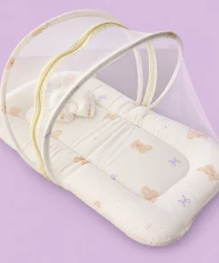 Alternative view of Foldable Muslin Bedding Set (82×45cm) - Off White with Light Brown Teddy   - BS1