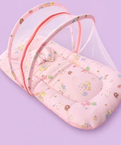 Alternative view of Foldable Muslin Bedding Set (82×45cm) - Pink with Cat and Friends  - BS1