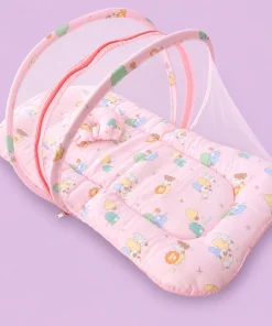Alternative view of Foldable Muslin Bedding Set (82×45cm) - Pink with Trees and Animal  - BS1