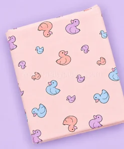 Baby Cotton Hooded Cradle Cloth - Peach with Duck - CC1