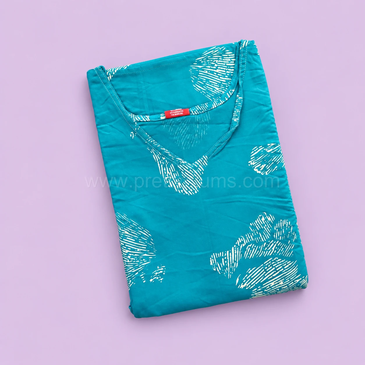 Maternity Feeding A-line Kurthy - Light Teal Green with White Print - MFK - Image 2