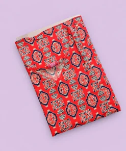 Maternity Feeding A-line Kurthy - Red with Cream Block Print- MFK - Image 2