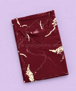 Maternity Feeding A-line Kurthy - Maroon with Cream Print  - MFK - Image 2