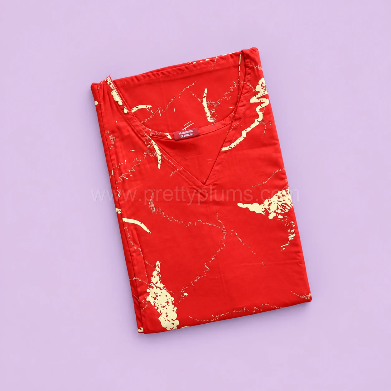 Maternity Feeding A-line Kurthy - Red with Cream Print - MFK - Image 2
