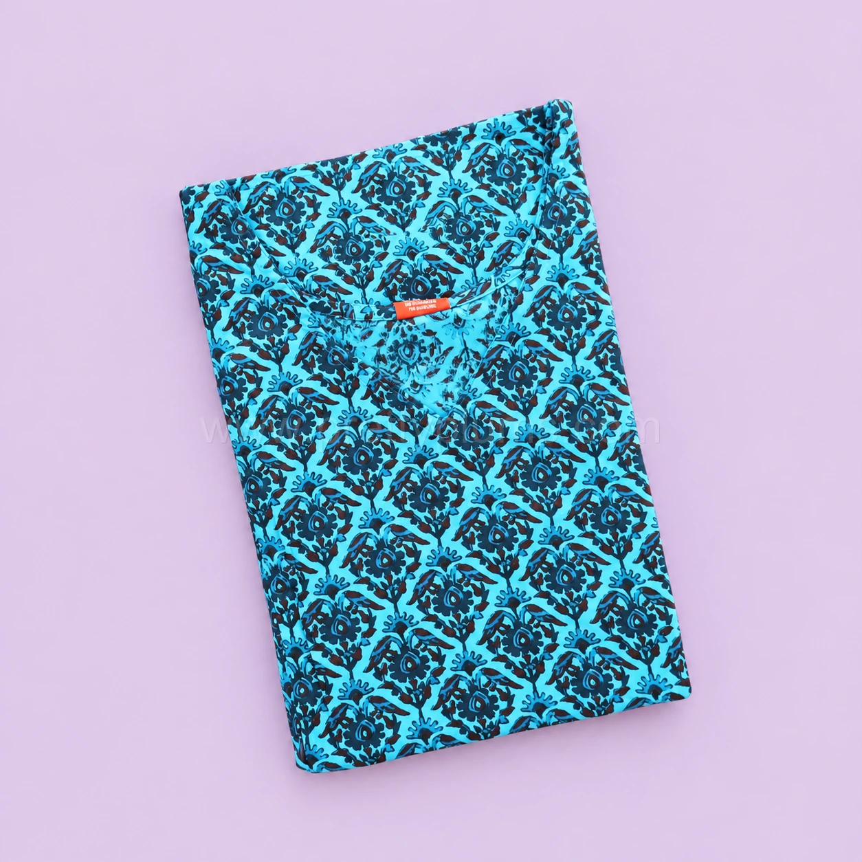 Maternity Feeding A-line Kurthy - Blue with Thick Floral Print - MFK - Image 2