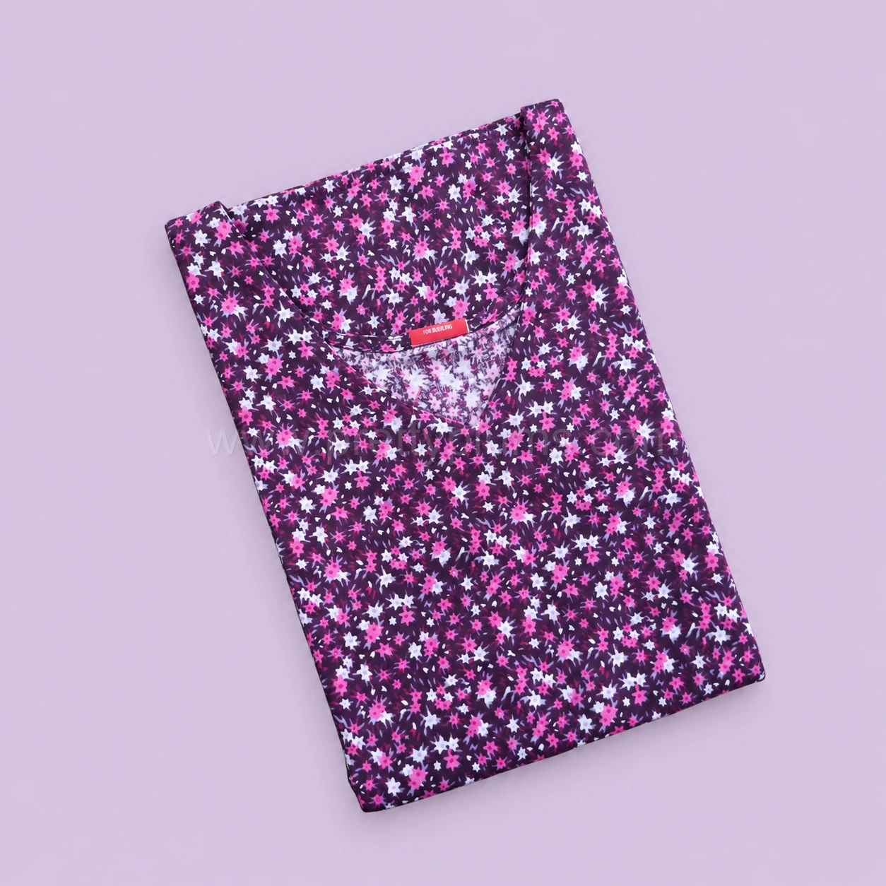 Maternity Feeding A-line Kurthy - Violet with White Floral - MFK - Image 2