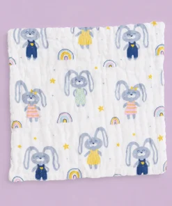 Alternative view of Premium Crinkled Muslin Face Towel Combo 5 (25x25cm)  Rabbit , Koala , Elephant , Animal , Unicorn - FT1