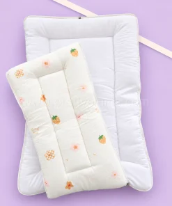 Alternative view of Crinkled Muslin Cotton Kangaroo Wrapper - (65x43cm) - Off White with Orange Strawberry and Flower - KW1