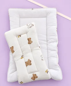Alternative view of Crinkled Muslin Cotton Kangaroo Wrapper - (65x43cm) - Off White with Brown Teddy - KW1