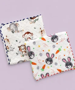 Soft Cotton Blanket(Pack of 2)  - Cute Animal + Rabbit - BL1