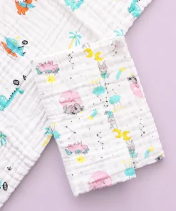 Baby Muslin Cotton Bath Towel Pack Of 2 (50x100cm) - Color Dino and Koala - BT1