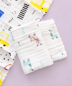 Baby Muslin Cotton Bath Towel Pack Of 2 (50x100cm) - Lama and Traffic - BT1