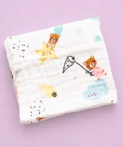 Alternative view of Baby Muslin Cotton Bath Towel Pack Of 2 (50x100cm) - Teddy on Space and Forest Animal - BT1