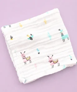 Alternative view of Baby Muslin Cotton Bath Towel Pack Of 2 (50x100cm) - Lama and Traffic - BT1